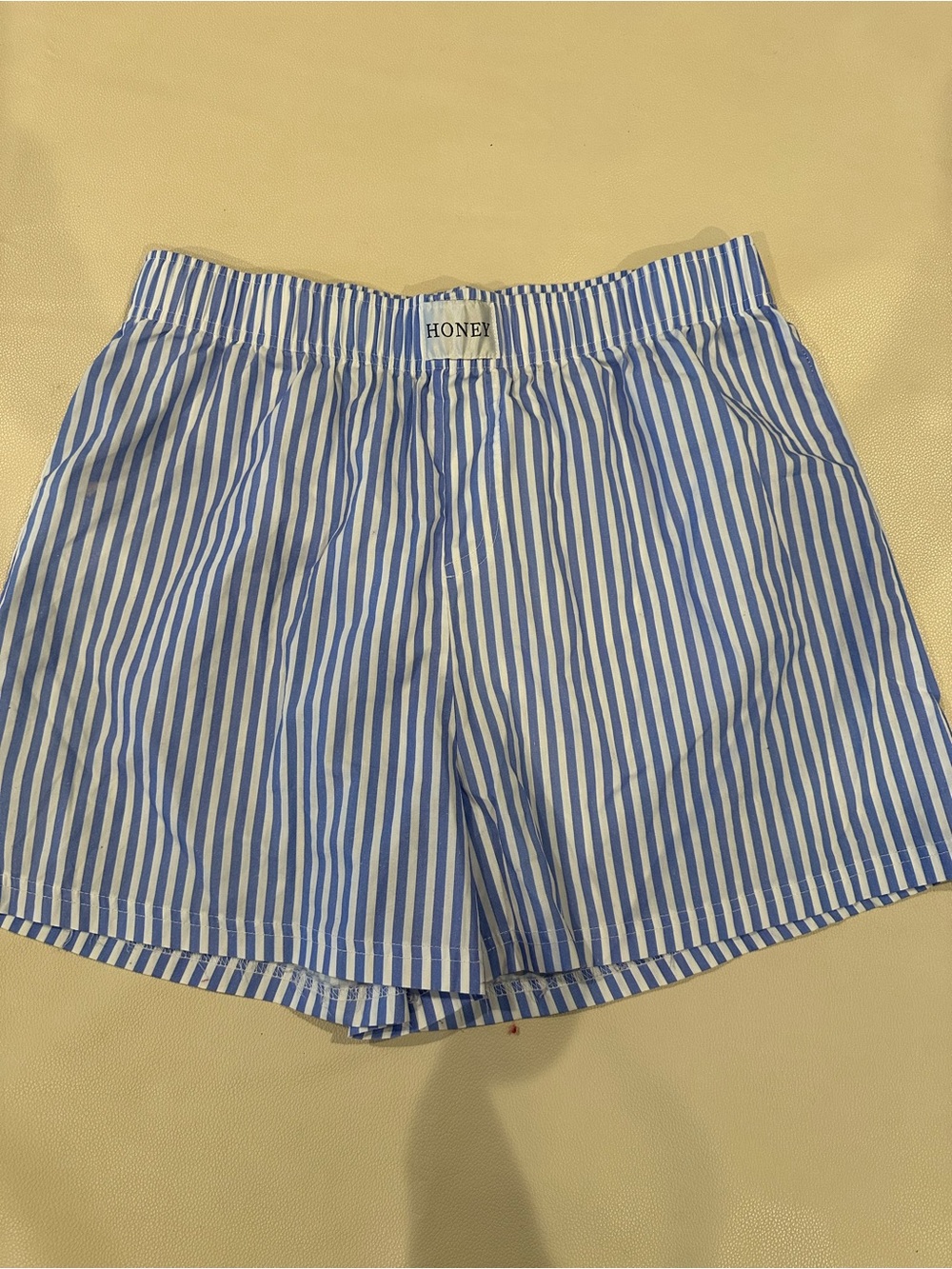 Blue and White Striped Shorts